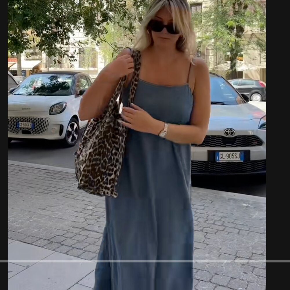 Zara Women TRF DENIM Strappy MIDI MAXI DRESS - Blue M XL 8197/184 NWT - Picture 5 of 14